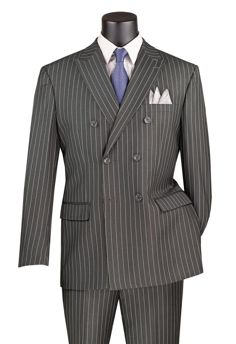 Men's Gray Pinstripe Double Breasted Suit for Sale Kingsman