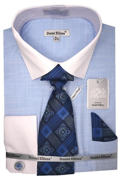 mens blue french cuff dress shirt Tailored Fit Lt Blue Plaid French Cuff Non Iron Men's Dress Shirt Wilkes & Riley, LLC