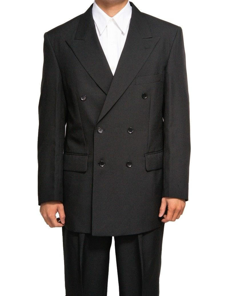 専用 渋谷 Time is on BUTTON DOUBLE BREASTED Mens Sharp Double-Breasted Suit Dress Black 6 Button Milano 901P