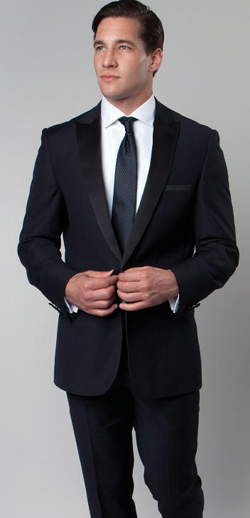 Mens Designer Slim Fit Peak Midnight Blue Tuxedo Taxio MT182S-04