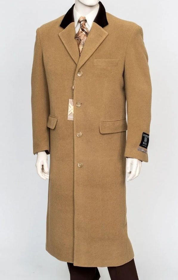 Shop Men's Black Collar Camel Cashmere Coat Berlino