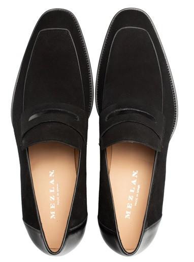 Mezlan Sleek Black Leather & Suede Chain Hardware Loafer 10.5 mezlan-mens-shoes-suede-black-  main image 3