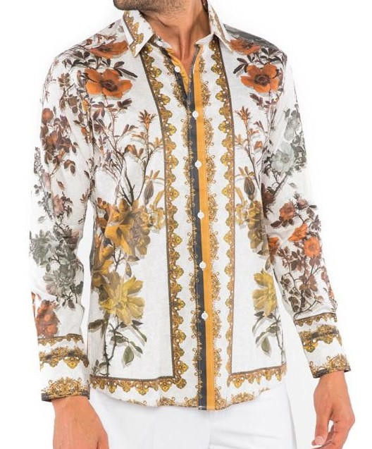 cream dress shirt men Satin Long Sleeve Dress Shirt