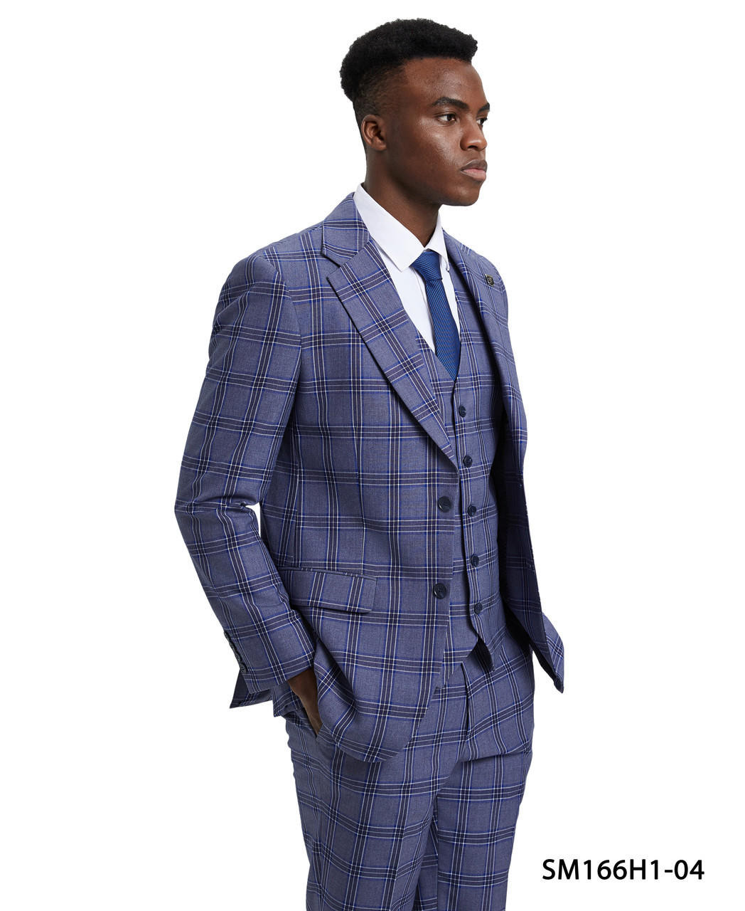 Stacy Adams Men's Purple Wide Lapel Plaid Jacket 3 Piece Suit
