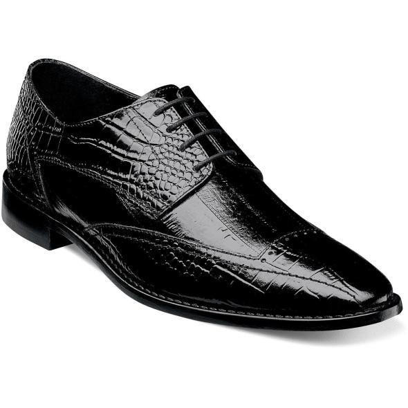 Stacy Adams Brand Shoes Black Leather Mens Gator Print 25366-001