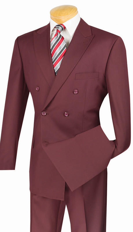 Shop Mens Burgundy Double Breasted Suit Wool Feel F-DC900