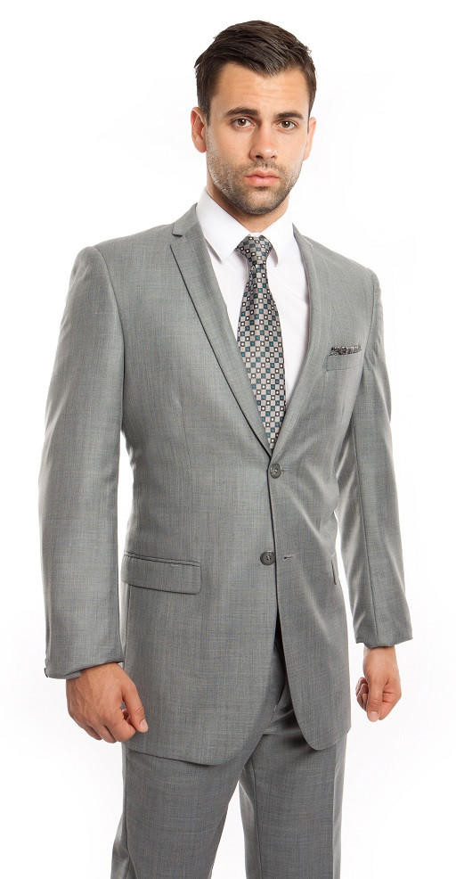 Tazio M181S-04 Heather Gray Slim Sharkskin Suit