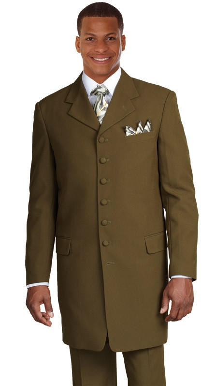 Milano Olive Green Zoot Suit for Men Long Jacket 7 Button 904