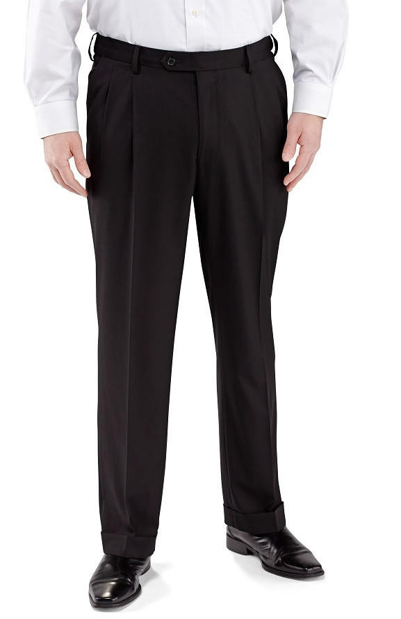 Vinci Mens Black Pleated Dress Pants Suit Pants Super 150s OP-900