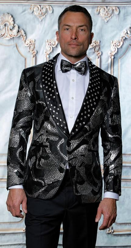 Grab Manzini Elegant Prom Blazer Black/Silver MZS-601