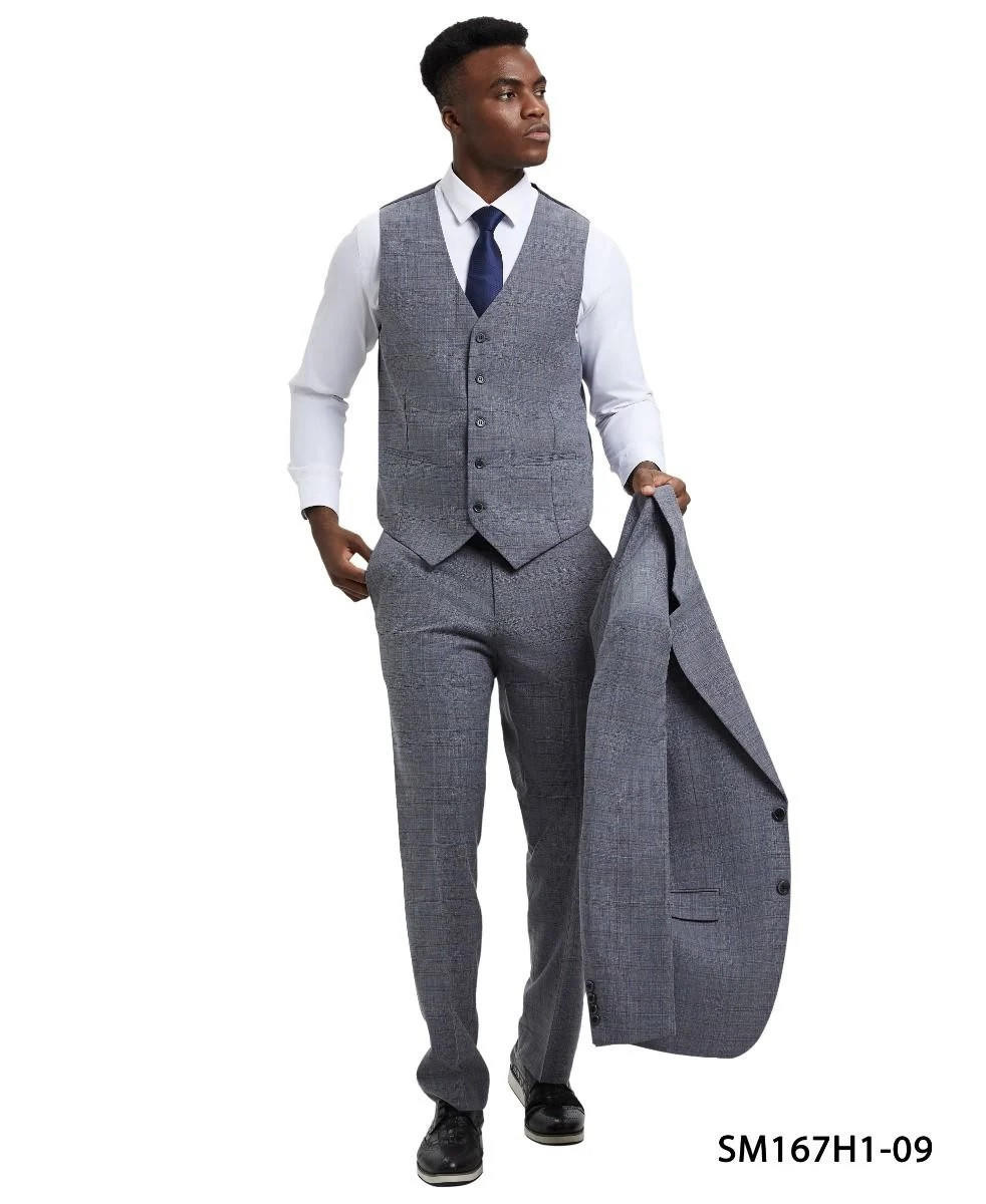 Stacy Adams Men's Gray Three Piece Suit Wide Lapel SM167H-09