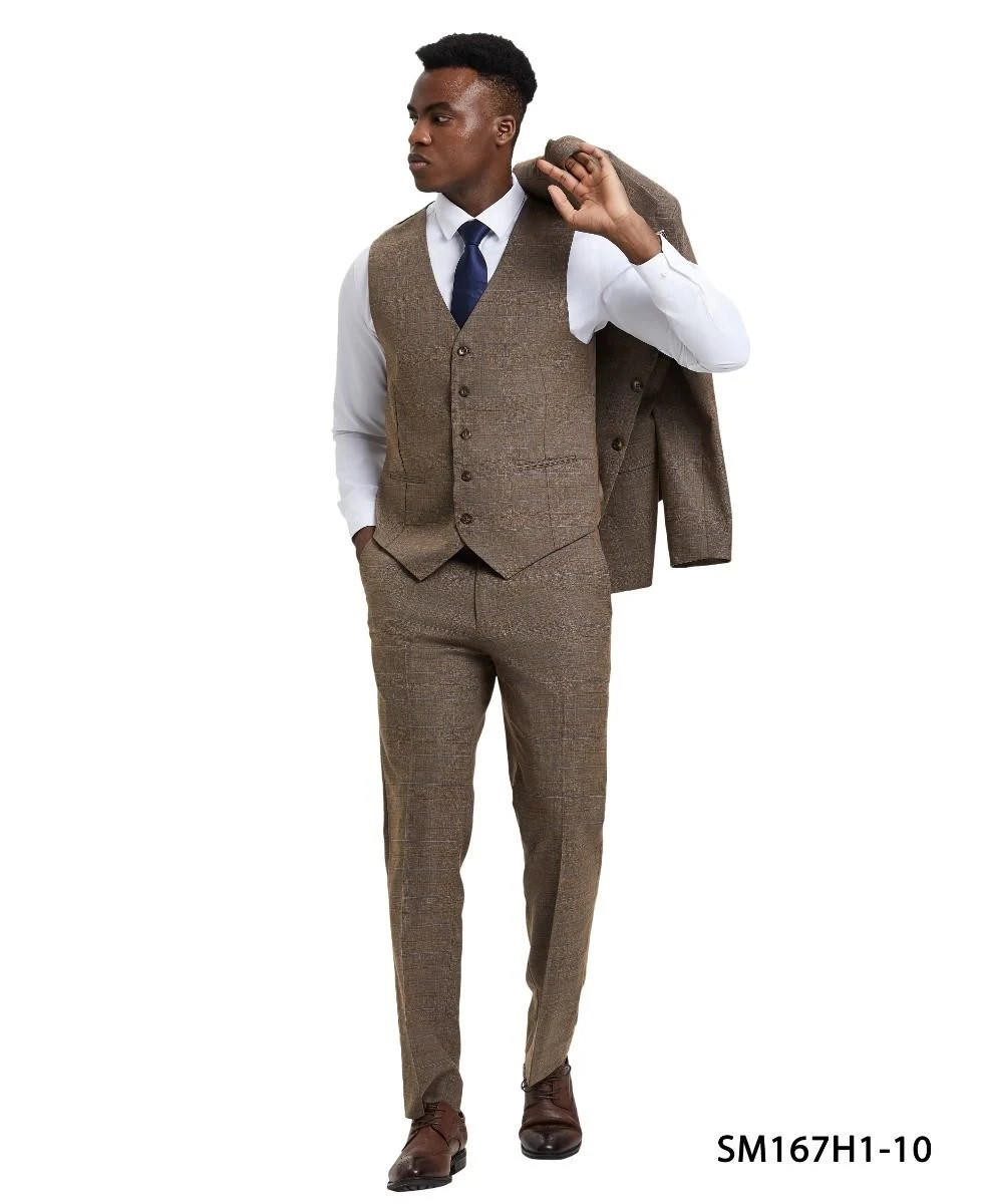 Stacy Adams Men's Brown Three Piece Suit Wide Lapel SM167H-10