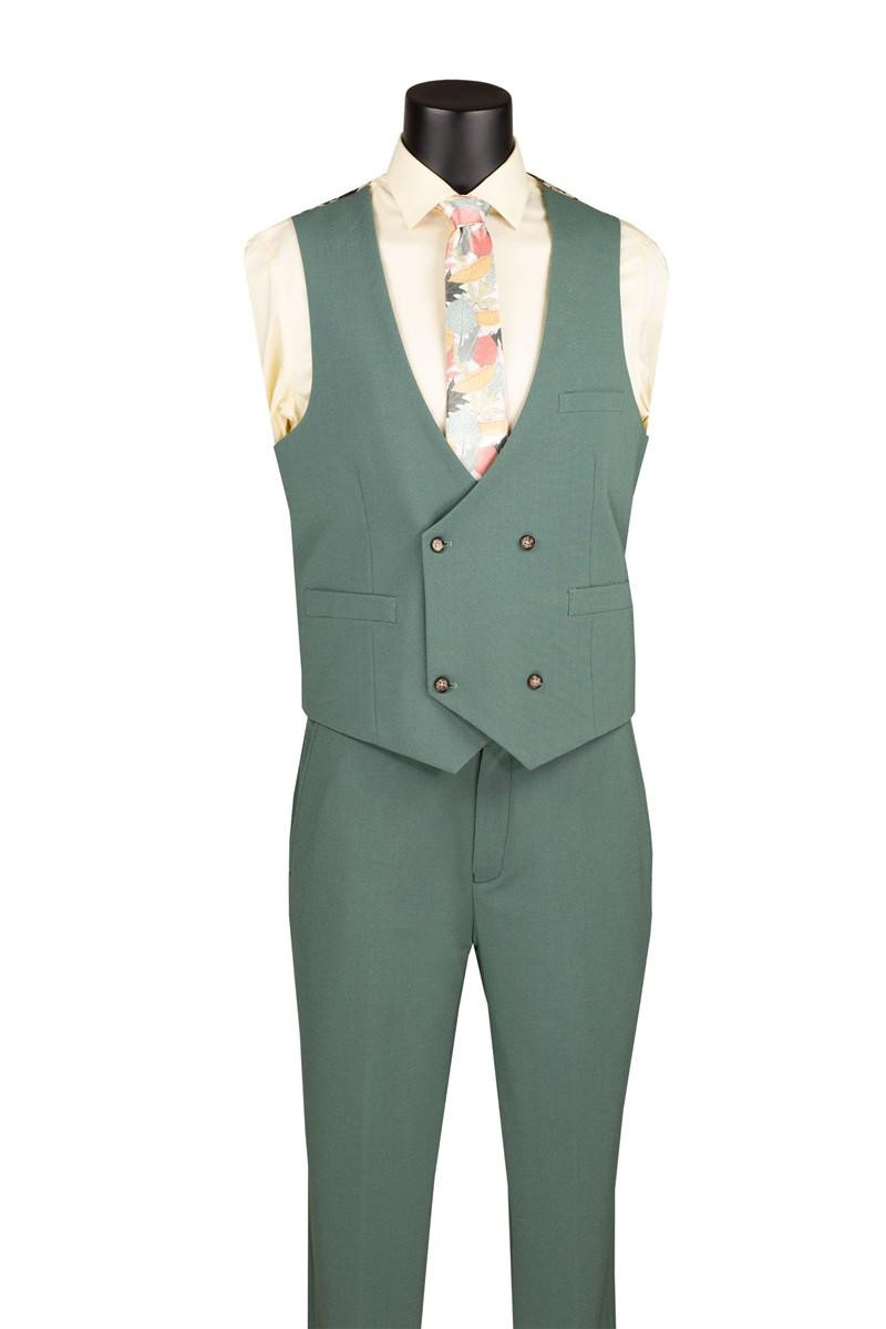 Mens Sage Modern Fit Suit 3 Piece Vest Stretch Vinci MV2K-3