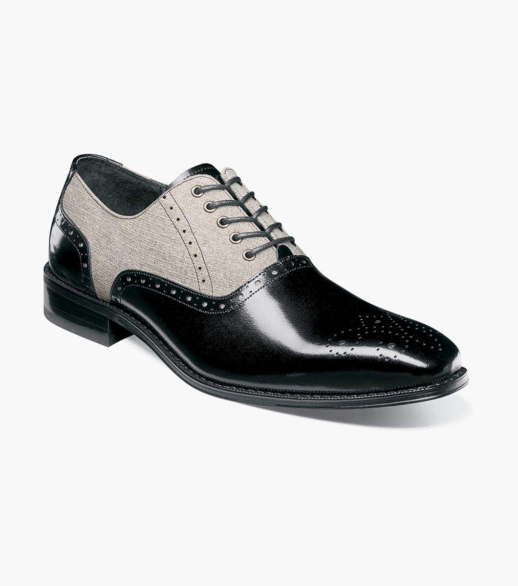 靴 PADRONE Stacy Adams Mens 1920s Spectator Shoe Black OS25643-009