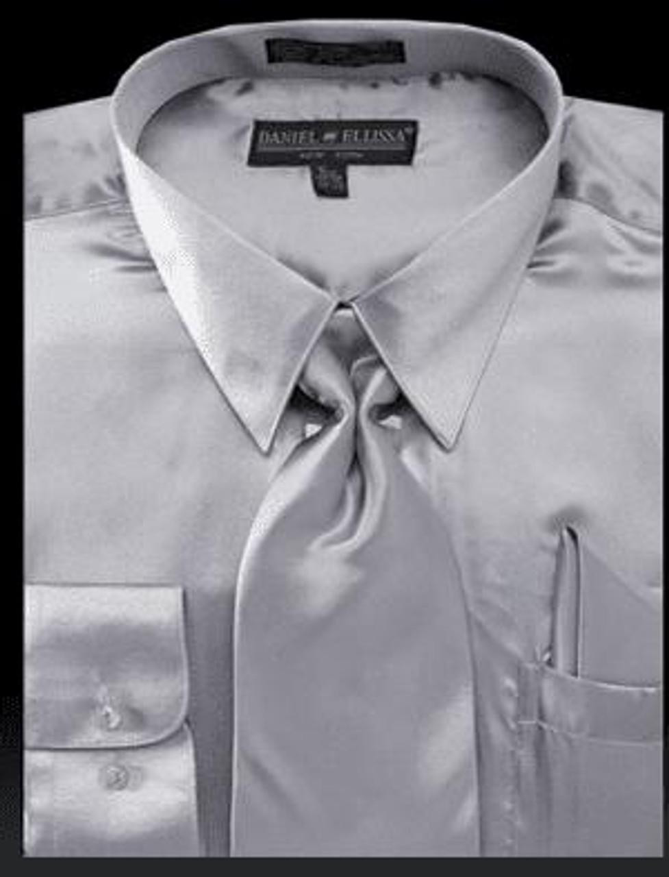 3012 Mens Silver Silky Dress Shirts Size 16.5 Final Sale