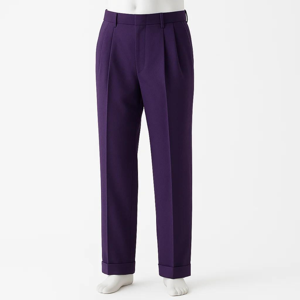 Pacelli Mens Pleated Dress Slacks Baggy Fit Purple 810049