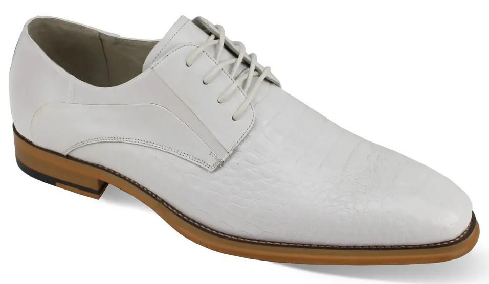 Giovanni Mens Leather Oxford Dress Shoes White Gator Mason