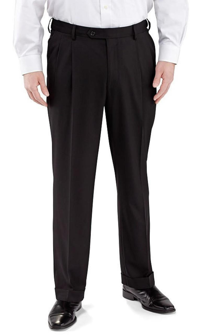mens pleated wool dress pants Wool Stretch Bengaline Single Pleated Suit Pants