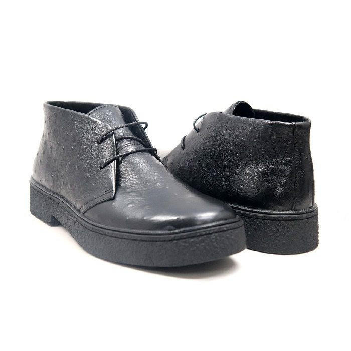 British Walker Mens Playboy Chukka Boot Black Ostrich Classic