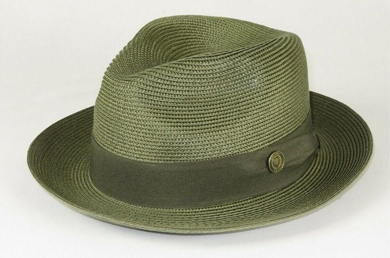 Bruno Capelo Men's Olive Straw Fedora Summer Hat Panama FN829