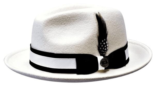 Bruno Capelo Winter White Fedora Hat for Men Designer ZA405