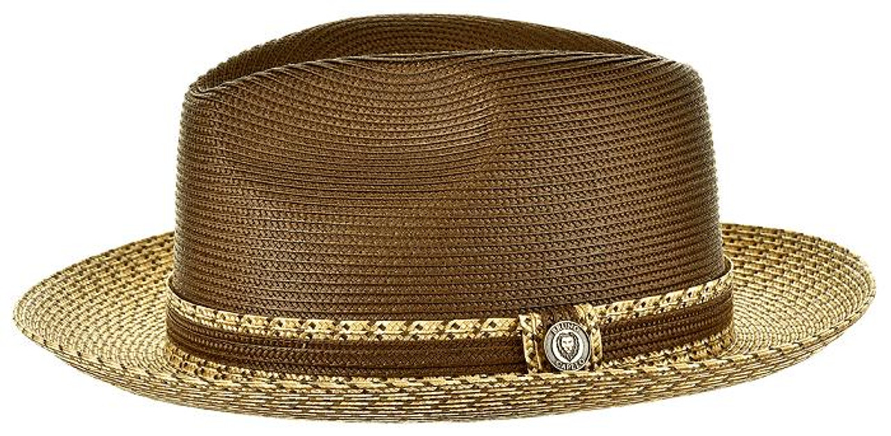 Summer Hats for Men Brown Ivory Fedora Bruno MA921 Size S