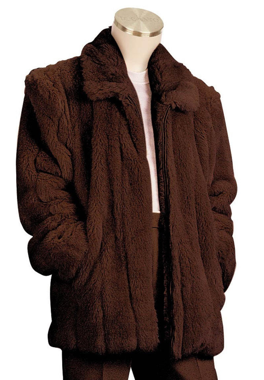 Falcone Mens White Fur Collar Wool Overcoat 4150-107 Vance Size 48, 50
