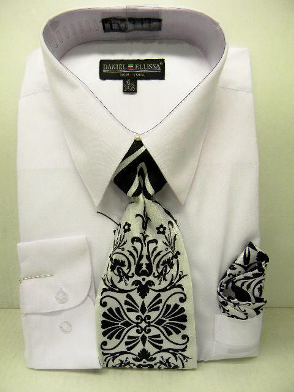 Daniel Ellissa Mens All White Dress Shirt with Ties and