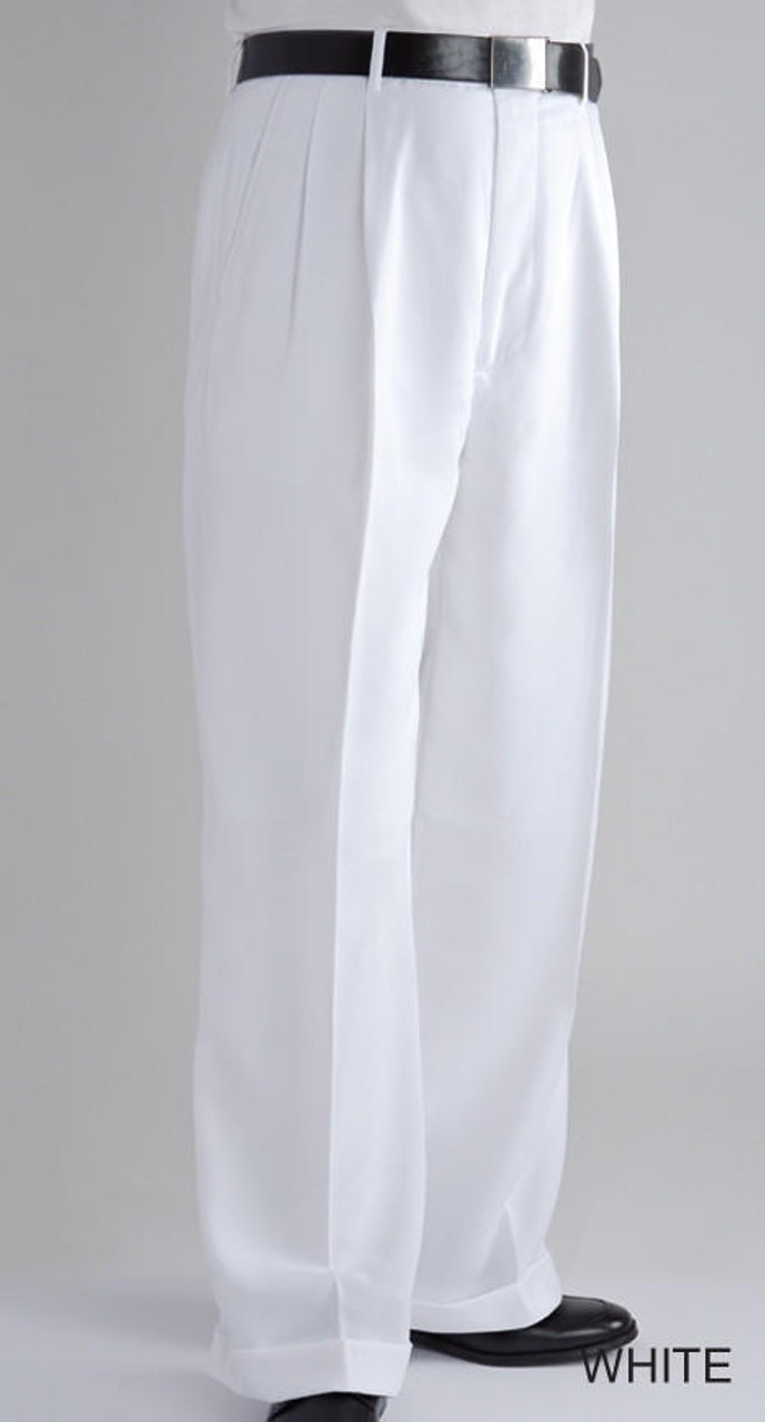 Fratello Slacks Mens Wide Leg Dress Pants White DP-106