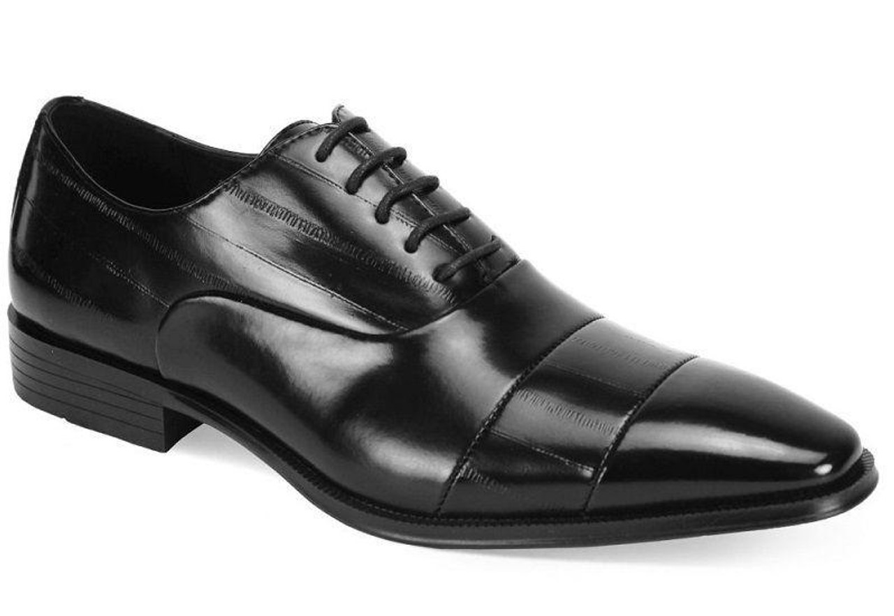 Antonio Mens Black Eel Print Church Shoes Italian Style 6936