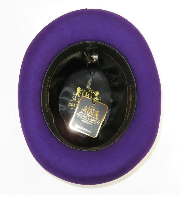 mens purple dress hats Mens Purple Godfather Hat 100% Wool Homburg Dress Hat GF107