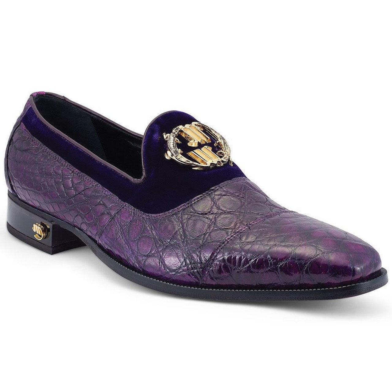 Purple loafers store with spikes mens