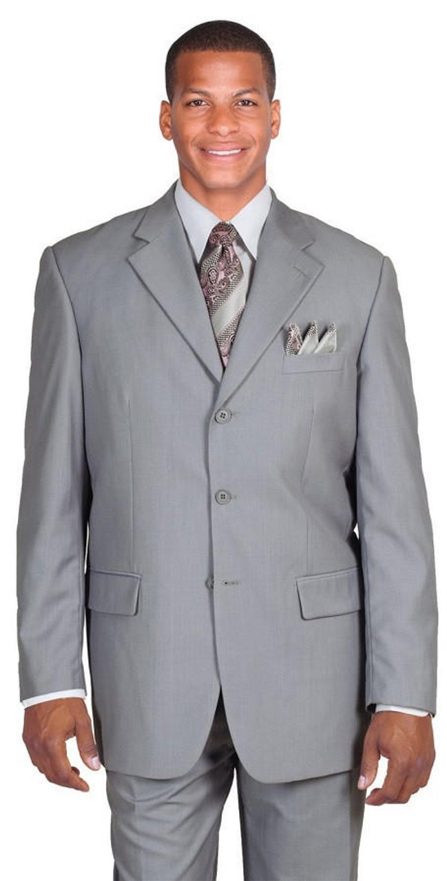 mens light gray classic 3 button wool feel business suit milano 5802m 27845.1693745044