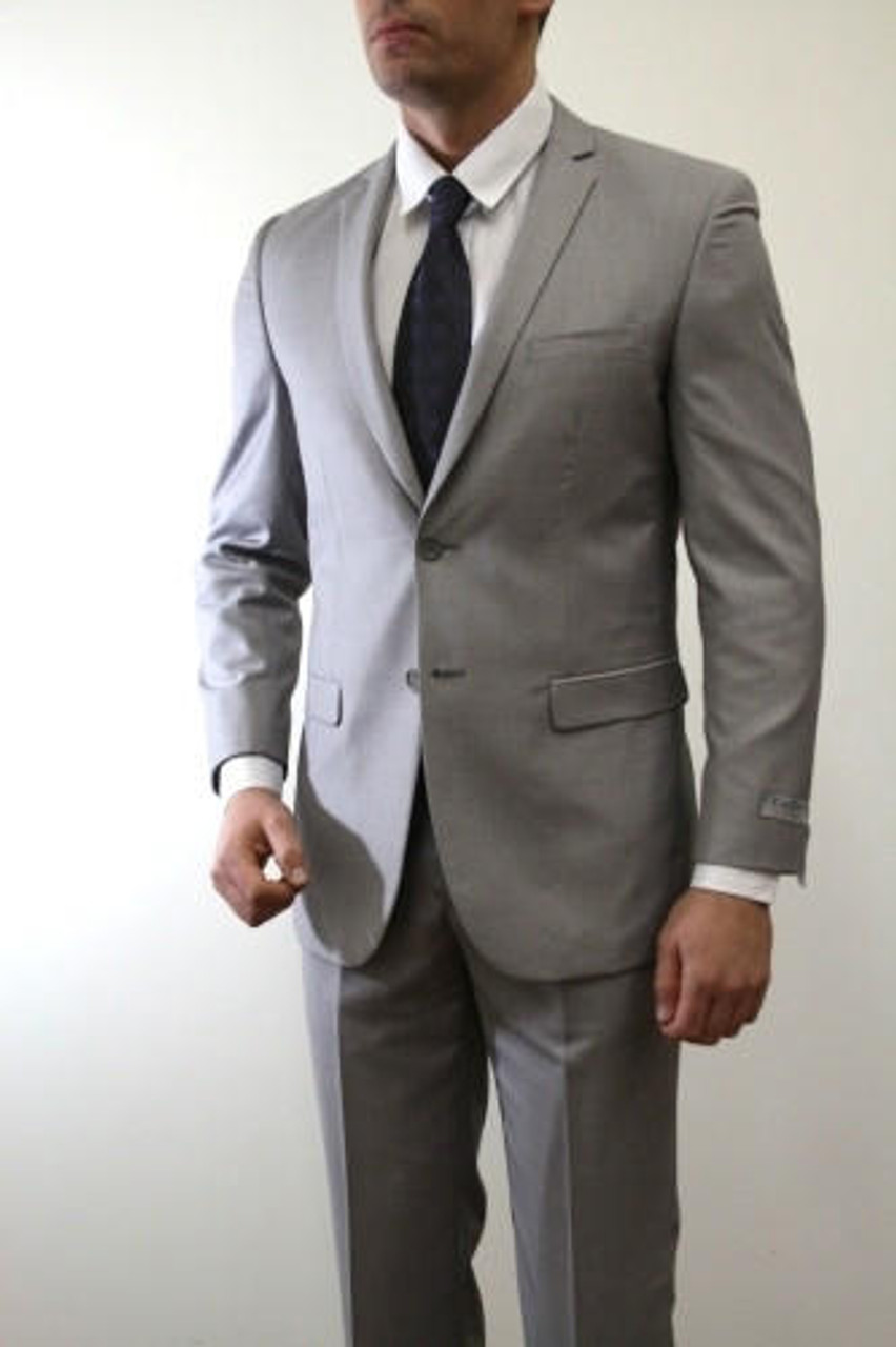 Young Men Light Gray Tight 2 Button Ultra Slim Fitting Suit 2 Piece M085S-05