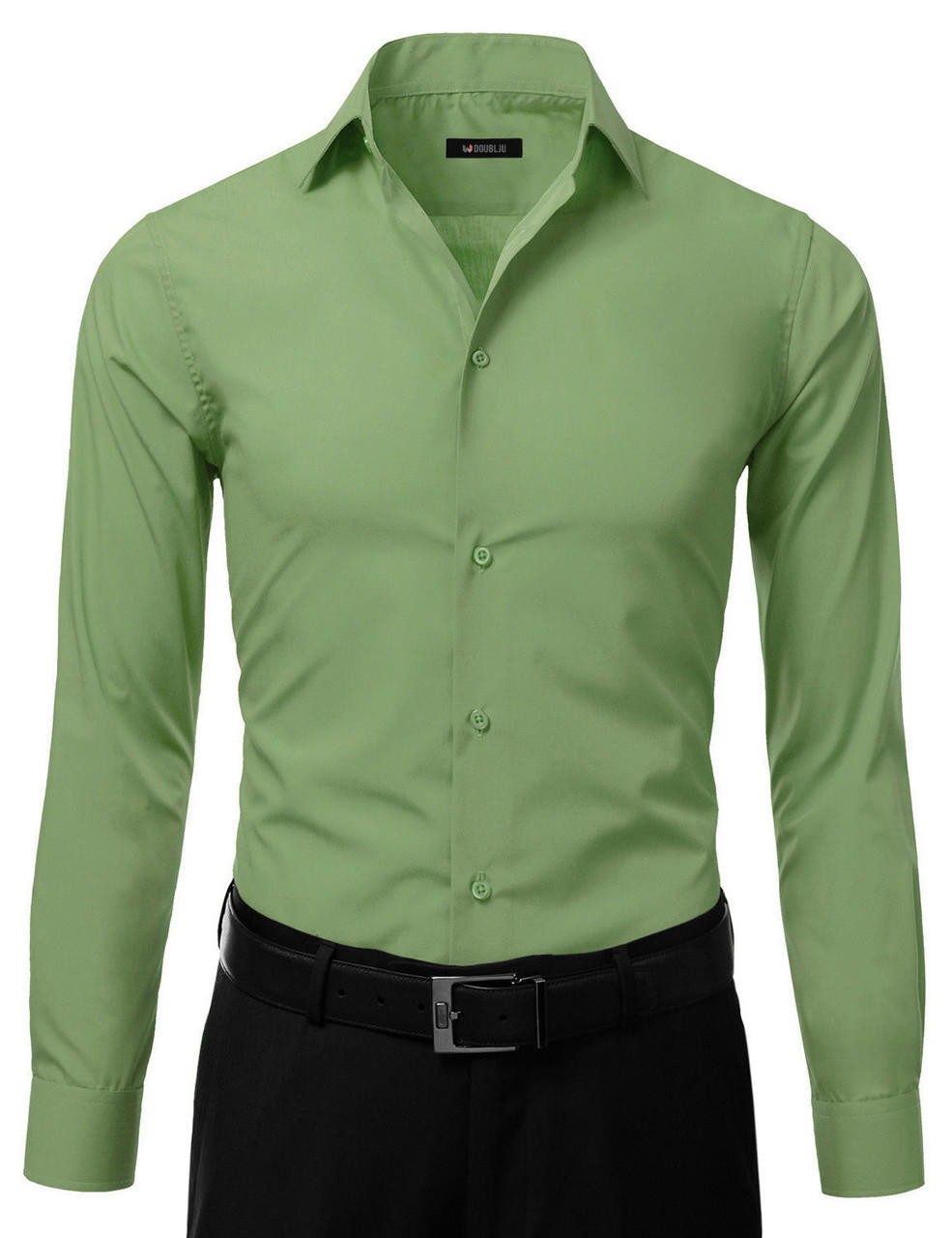 Mens Slim Fit Dress Shirt Lime Green Button Down Ellissa DS3003