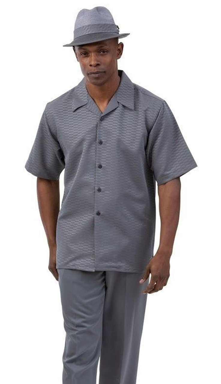 montique mens walking set gray matching shirt pants set 2054 94807.1693746849