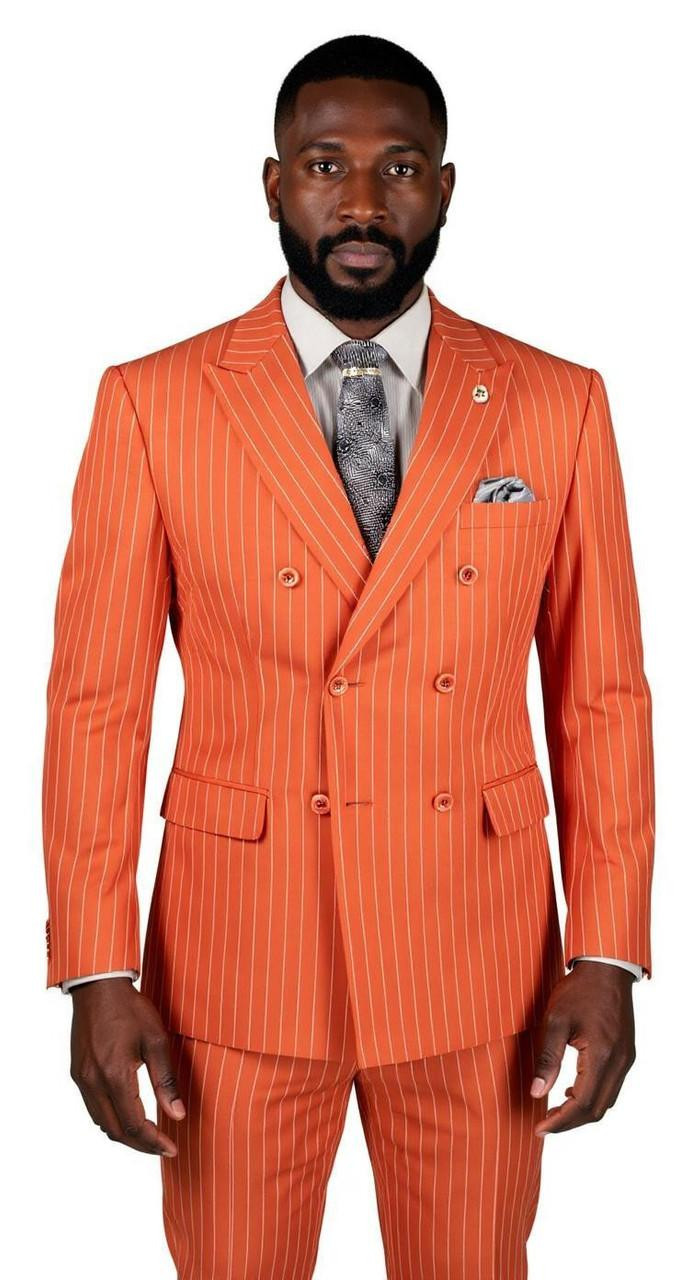 Men's Canyon Rust Pinstripe Double Breasted Suit F-DSS
