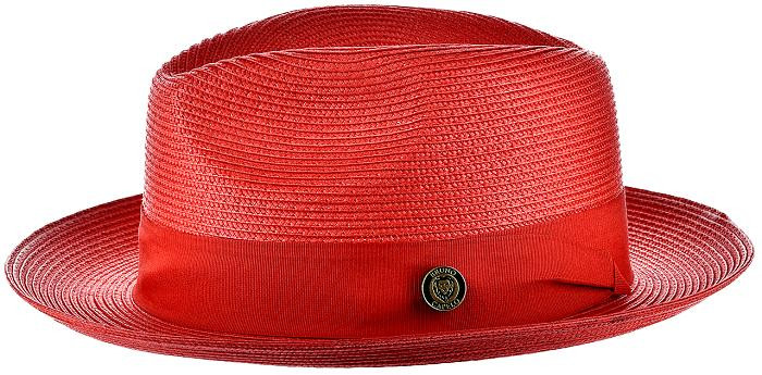 Panama Hat Red Men's Summer Fedora Bruno FN823 - Main Image
