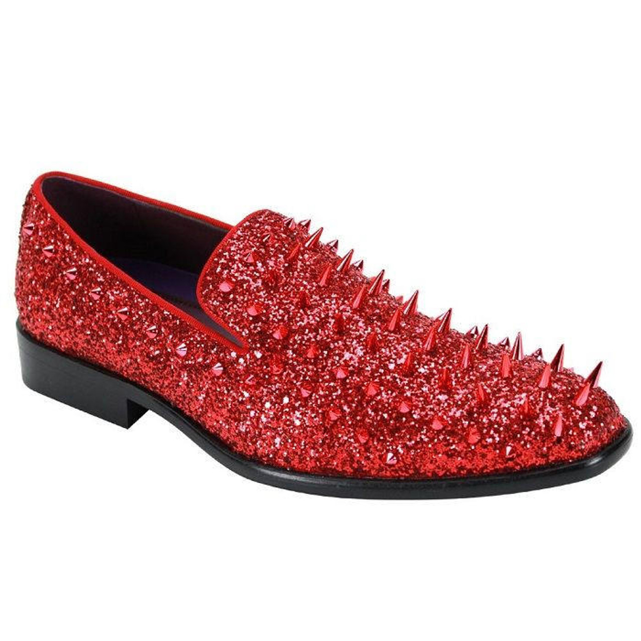 Mens Red Glitter Loafers - Modern Dress Shoe - Prom - Wedding