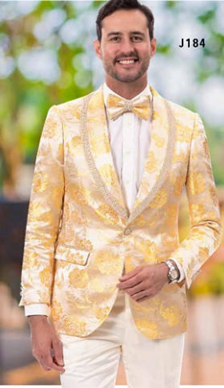 Gold and cream wedding suit made in Italy 100%