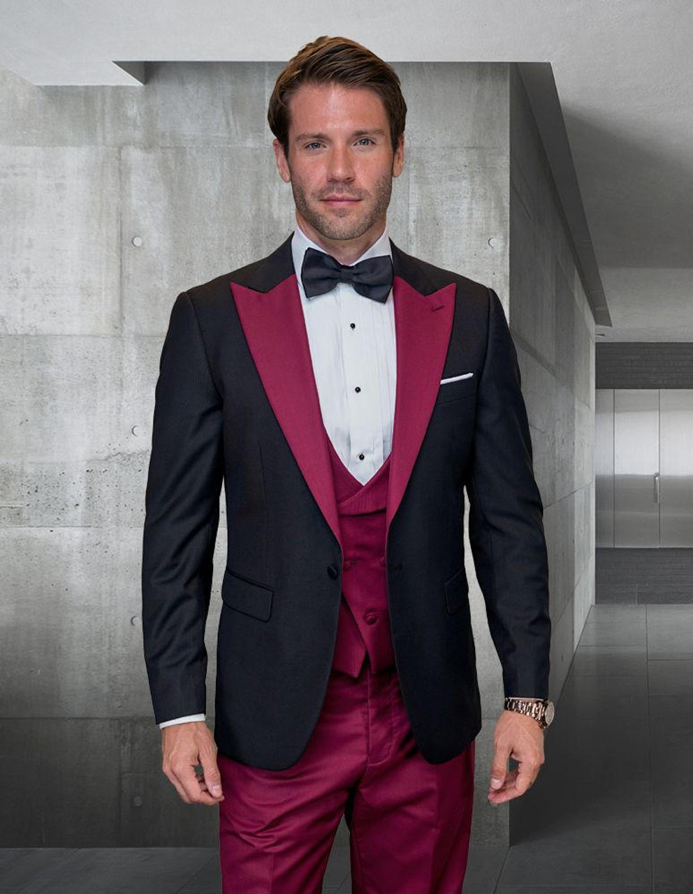Burgundy Velvet Groom Wedding Suit for Men by GentWith.com