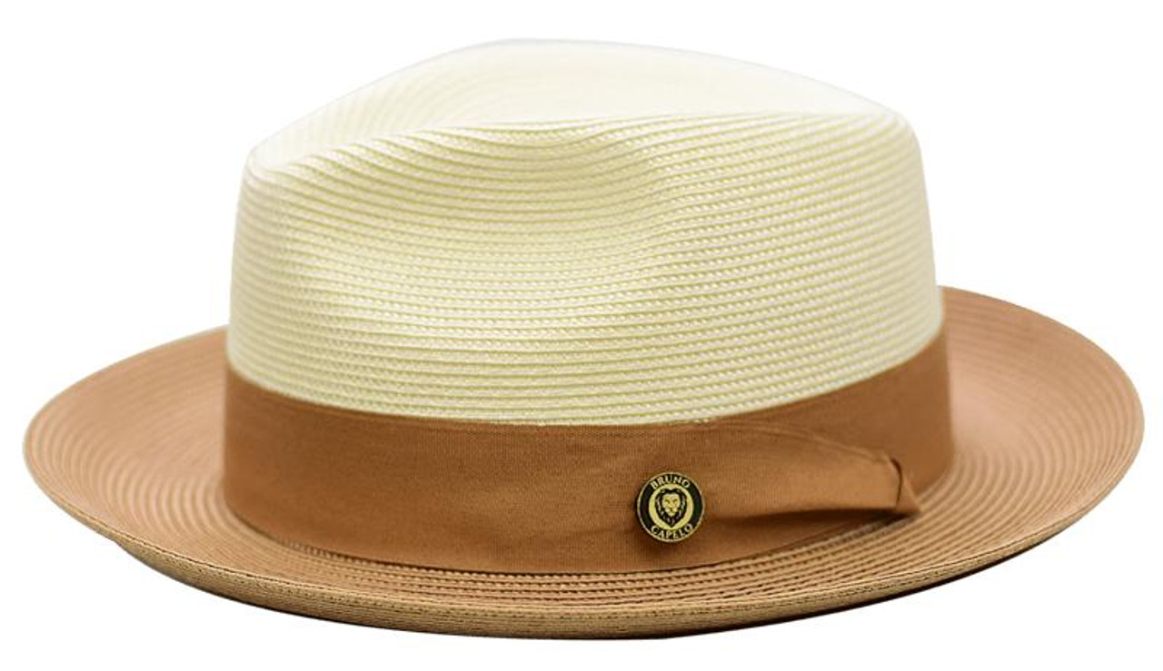 Summer Straw Fedora Hat for Men Beige Sand Two Tone SA-803