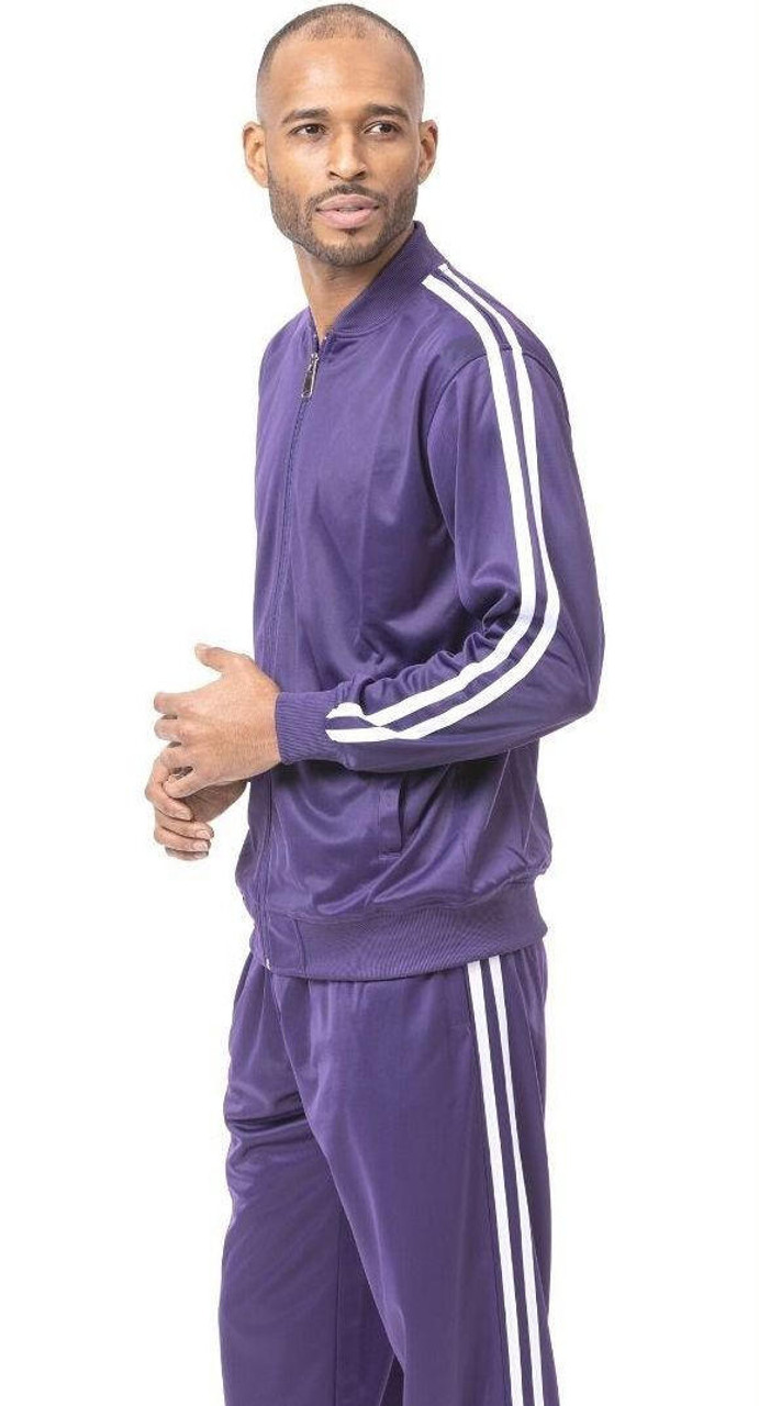 Purple Track Suit for Men White Stripe Jogging Set Montique JS26