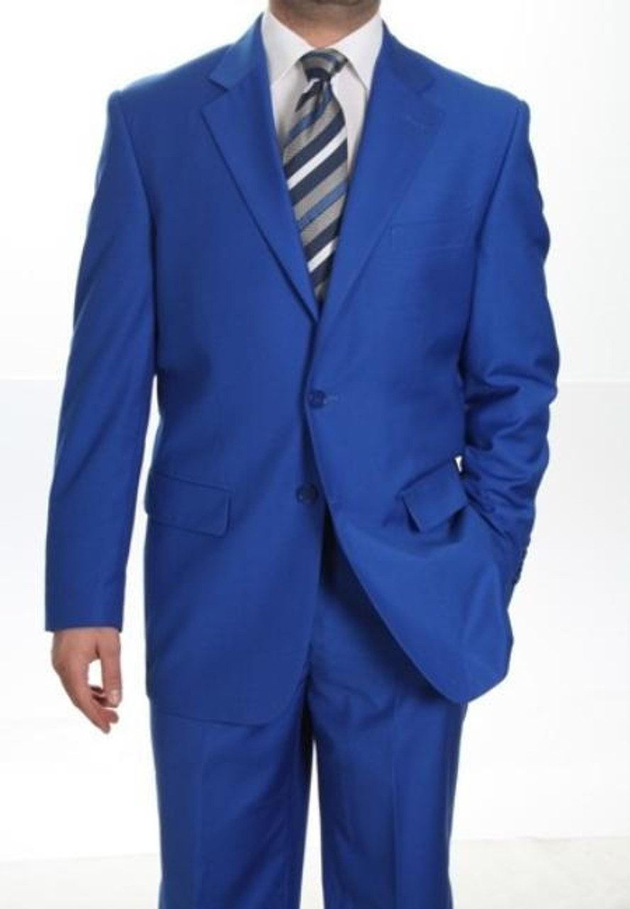 Slim-Fit Italian Wool Notch Lapel Royal Blue Suit