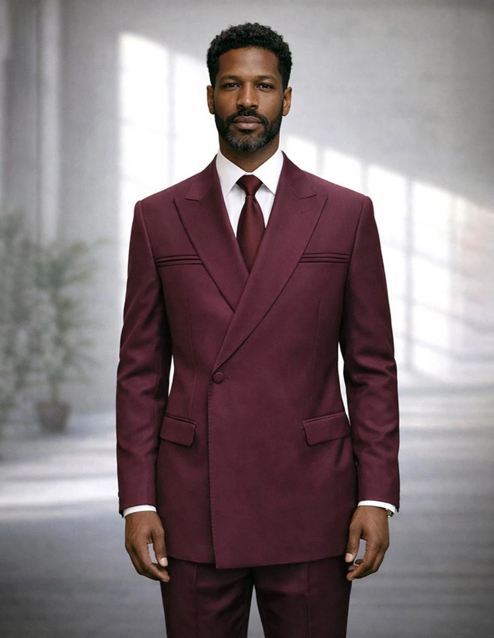 burgundy dress shirt outfit men Statement Men's Double Breasted Fashion Suit Modern Fit Siena 48 Long Burgundy not hides it Performance Color:Navy Stripe Blue suit luxury caftan Luxury Black Italian Silk