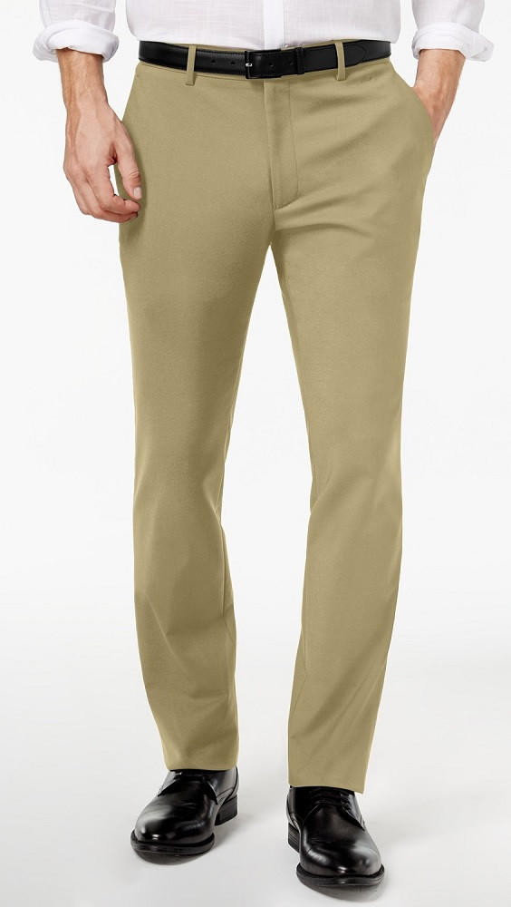 men's beige slim fit dress pants Beige Slim Fit Dress Pants Flat Front Pre-hemmed