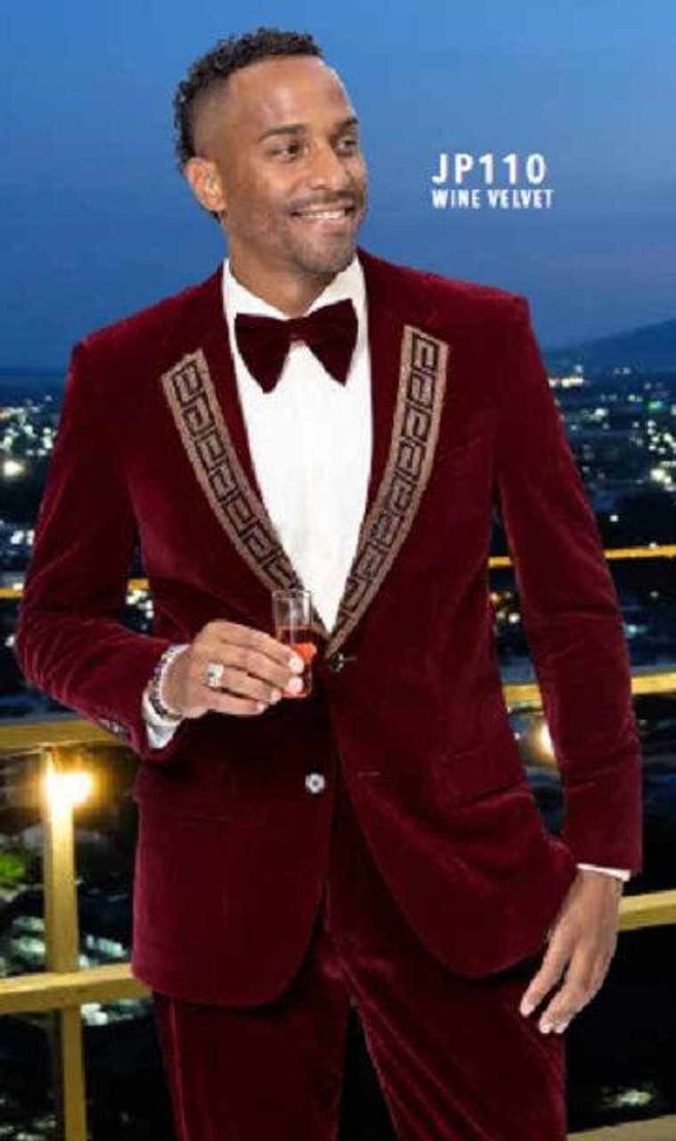 Burgundy velvet Tuxedo Blazer | Sumissura