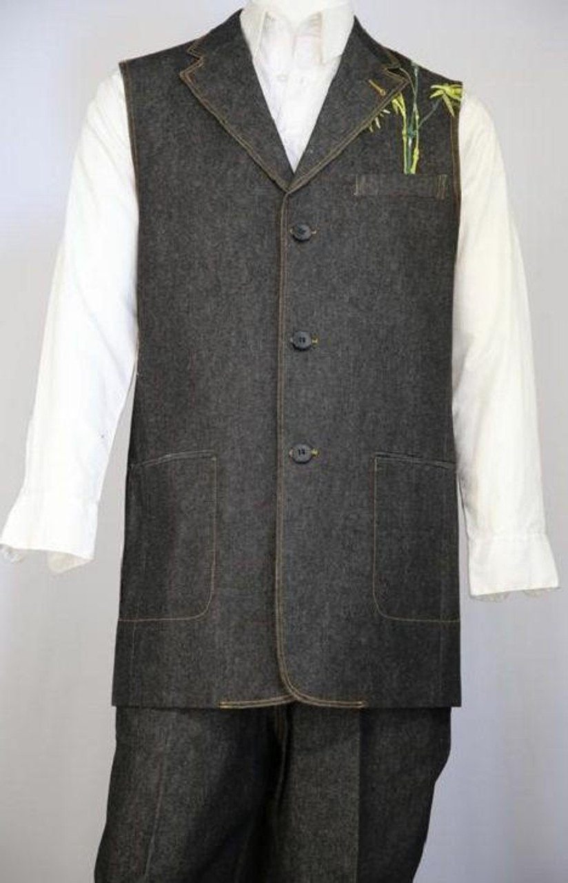 Canto Men's 2 Piece Long Sleeve Vest Set - Casual Urban Style