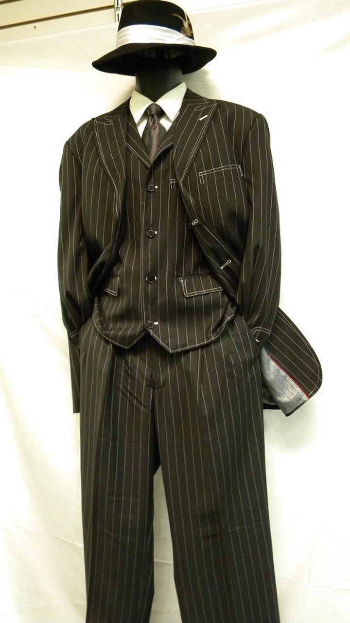 Reflective Stripes 3PC Zoot Suit Set - Baby Blue 48 Long