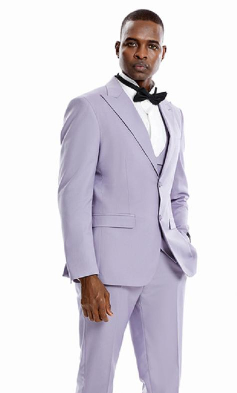 Men\'s Pastel Lavender Skinny Vest Tappered Suit Leg M370SK-02 Fit